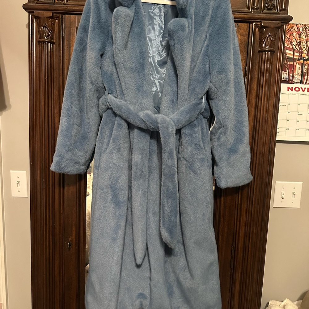 Gianni Bini Soft Blue Faux Fur Coat
